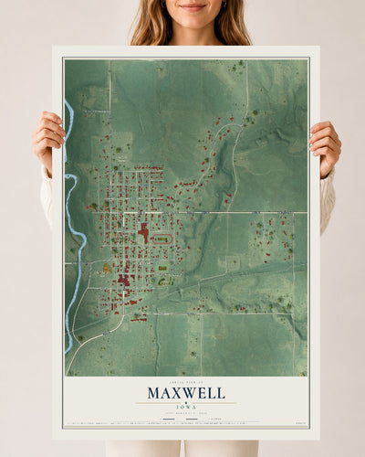 Map of Maxwell, Iowa, 24 x 36 inch unframed archival matte print
