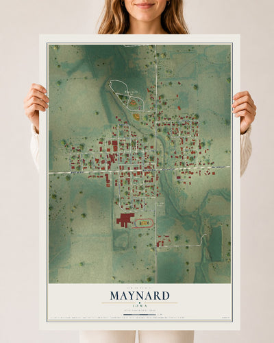 Map of Maynard, Iowa, 24 x 36 inch unframed archival matte print