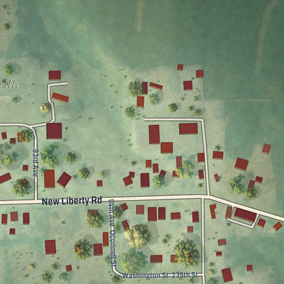 Close-up of the map of Maysville, Iowa print showing street and building detail