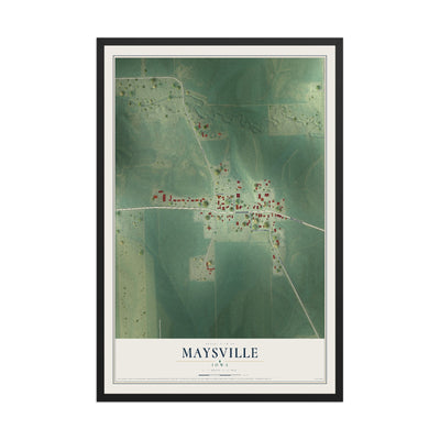 Map of Maysville, Iowa, 12 x 18 inch print in a black wood frame