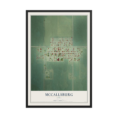 Map of McCallsburg, Iowa, 12 x 18 inch print in a black wood frame