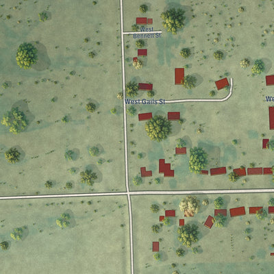 Second close-up of the map of McCausland, Iowa print showing more streets and buildings