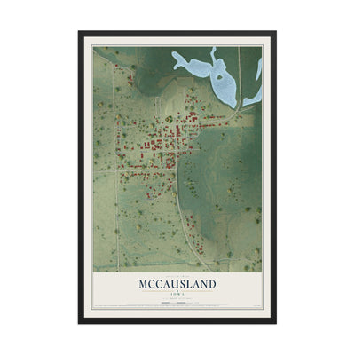 Map of McCausland, Iowa, 12 x 18 inch print in a black wood frame