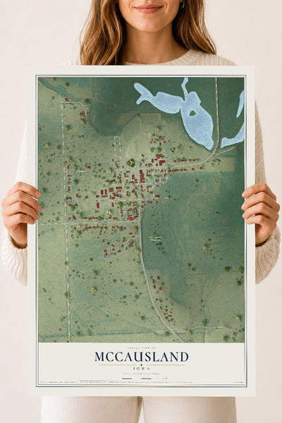 Map of McCausland, Iowa, 18 x 24 inch unframed archival matte print