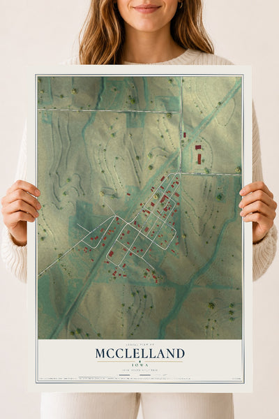 Map of McClelland, Iowa, 18 x 24 inch unframed archival matte print