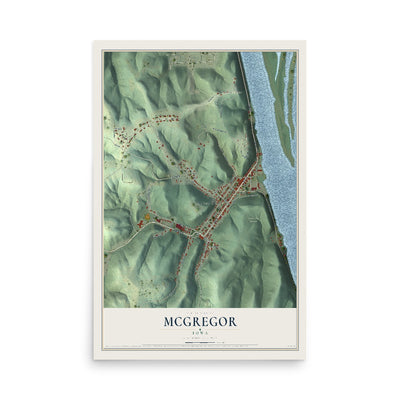 Map of McGregor, Iowa, 12 x 18 inch unframed archival matte print