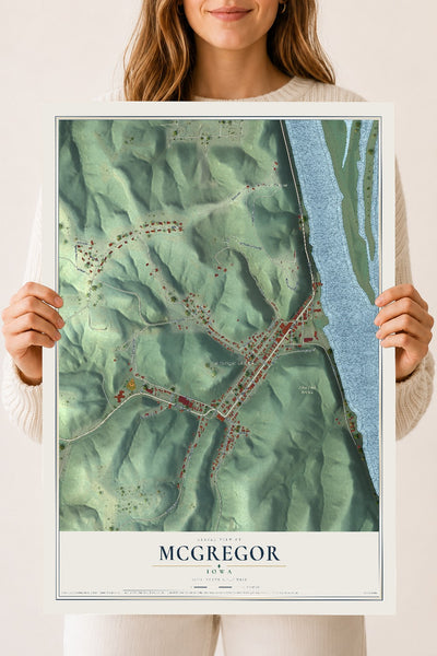 Map of McGregor, Iowa, 18 x 24 inch unframed archival matte print