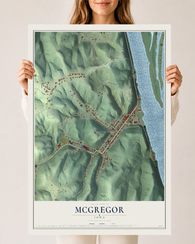 Map of McGregor, Iowa, 24 x 36 inch unframed archival matte print
