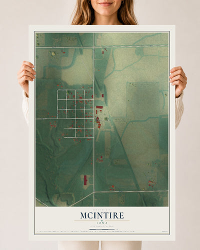Map of McIntire, Iowa, 24 x 36 inch unframed archival matte print