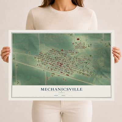Map of Mechanicsville, Iowa, 12 x 18 inch unframed archival matte print