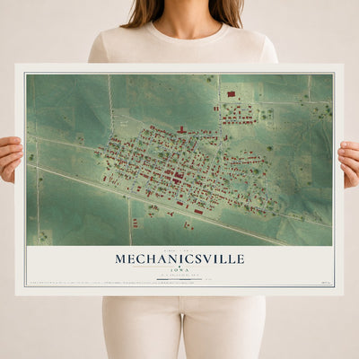 Map of Mechanicsville, Iowa, 18 x 24 inch unframed archival matte print