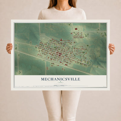 Map of Mechanicsville, Iowa, 24 x 36 inch unframed archival matte print