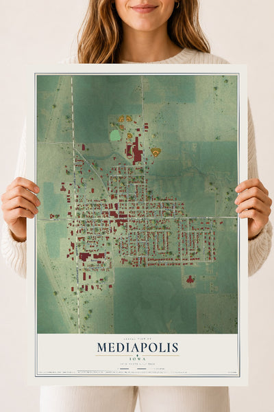 Map of Mediapolis, Iowa, 18 x 24 inch unframed archival matte print