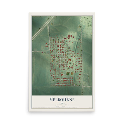 Map of Melbourne, Iowa, 12 x 18 inch unframed archival matte print