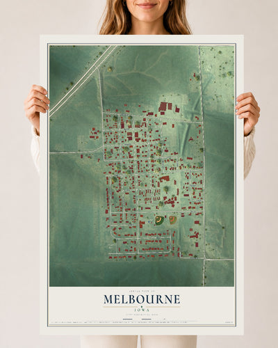 Map of Melbourne, Iowa, 24 x 36 inch unframed archival matte print
