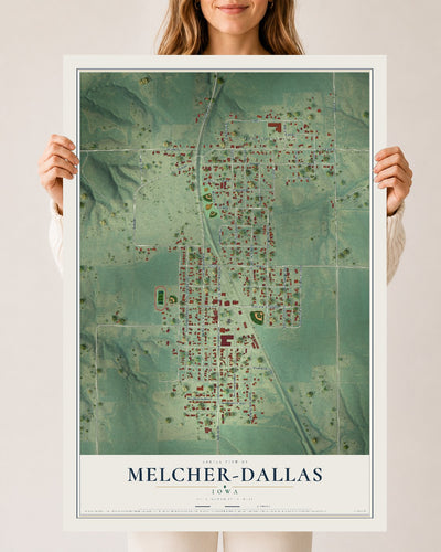 Map of Melcher-Dallas, Iowa, 24 x 36 inch unframed archival matte print