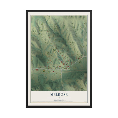 Map of Melrose, Iowa, 12 x 18 inch print in a black wood frame