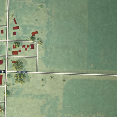 Second close-up of the map of Melvin, Iowa print showing more streets and buildings
