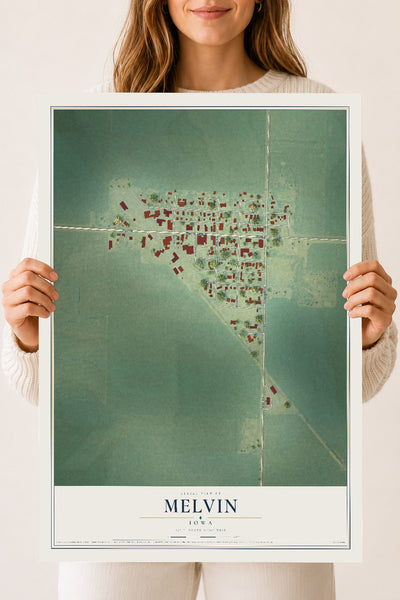 Map of Melvin, Iowa, 18 x 24 inch unframed archival matte print