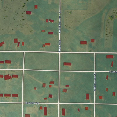 Second close-up of the map of Menlo, Iowa print showing more streets and buildings
