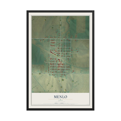 Map of Menlo, Iowa, 12 x 18 inch print in a black wood frame