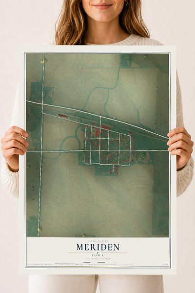 Map of Meriden, Iowa, 18 x 24 inch unframed archival matte print