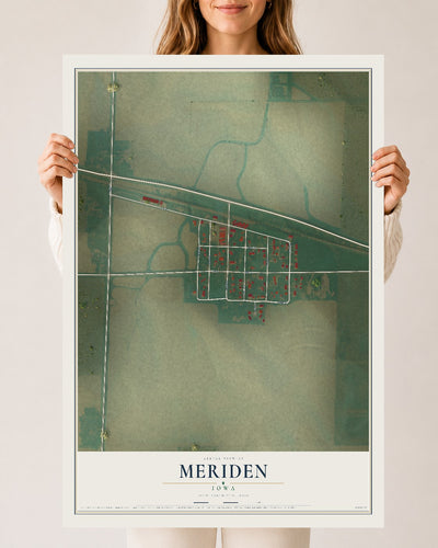 Map of Meriden, Iowa, 24 x 36 inch unframed archival matte print