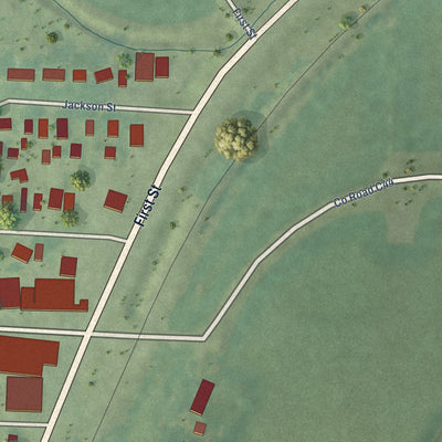 Second close-up of the map of Merrill, Iowa print showing more streets and buildings