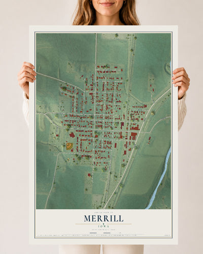 Map of Merrill, Iowa, 24 x 36 inch unframed archival matte print