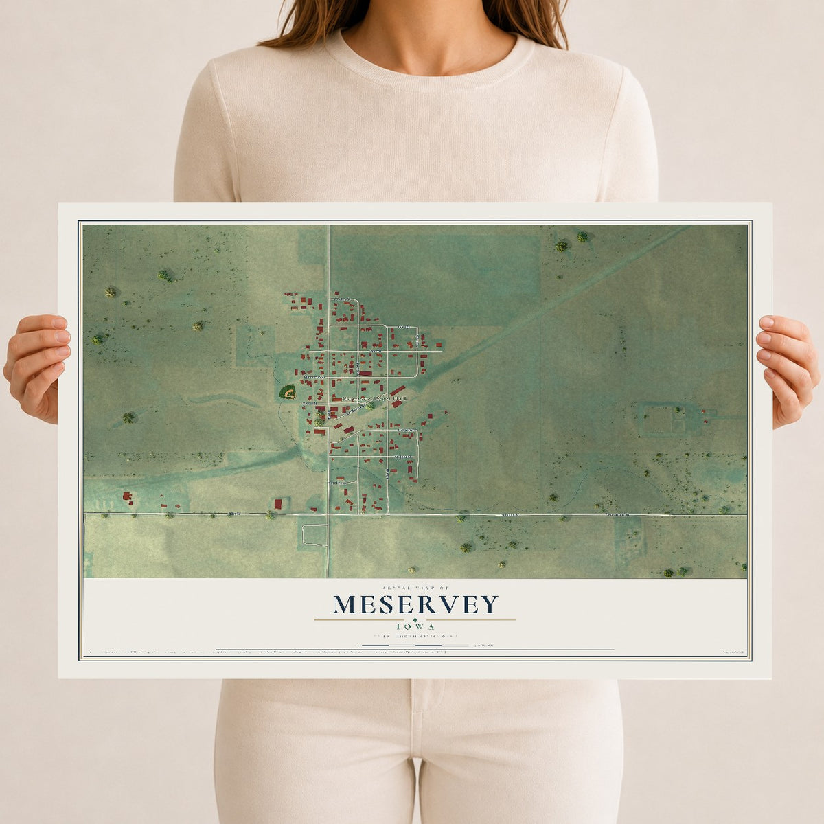Map of Meservey, Iowa, 12 x 18 inch unframed archival matte print