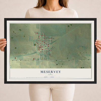 Map of Meservey, Iowa, 18 x 24 inch print in a black wood frame