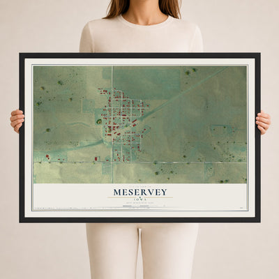 Map of Meservey, Iowa, 24 x 36 inch print in a black wood frame