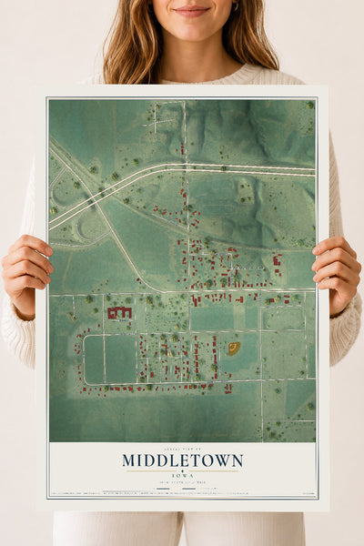 Map of Middletown, Iowa, 18 x 24 inch unframed archival matte print