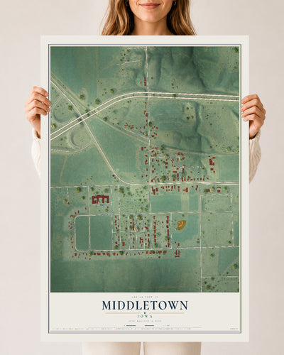Map of Middletown, Iowa, 24 x 36 inch unframed archival matte print