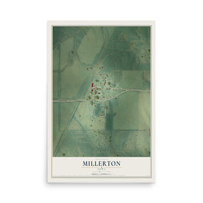 Map of Millerton, Iowa, 12 x 18 inch unframed archival matte print
