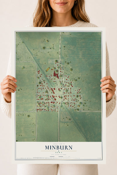 Map of Minburn, Iowa, 18 x 24 inch unframed archival matte print