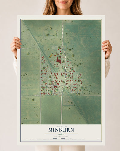 Map of Minburn, Iowa, 24 x 36 inch unframed archival matte print