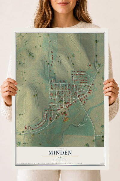 Map of Minden, Iowa, 18 x 24 inch unframed archival matte print