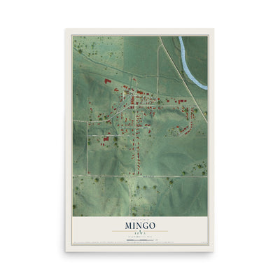 Map of Mingo, Iowa, 12 x 18 inch unframed archival matte print