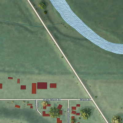 Second close-up of the map of Mingo, Iowa print showing more streets and buildings