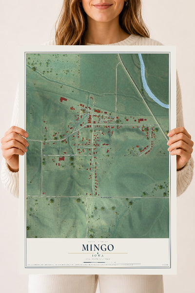 Map of Mingo, Iowa, 18 x 24 inch unframed archival matte print