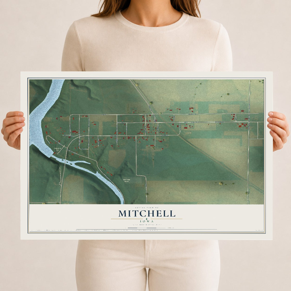 Map of Mitchell, Iowa, 12 x 18 inch unframed archival matte print