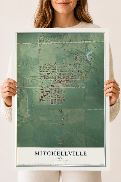 Map of Mitchellville, Iowa, 18 x 24 inch unframed archival matte print