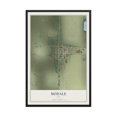 Map of Modale, Iowa, 12 x 18 inch print in a black wood frame