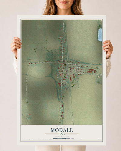 Map of Modale, Iowa, 24 x 36 inch unframed archival matte print