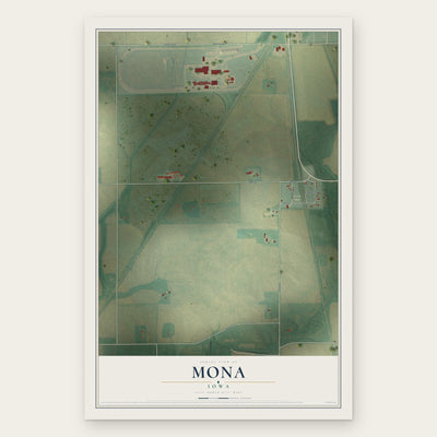 Mona, Iowa map print, the full design