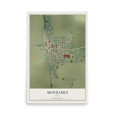 Map of Mondamin, Iowa, 12 x 18 inch unframed archival matte print