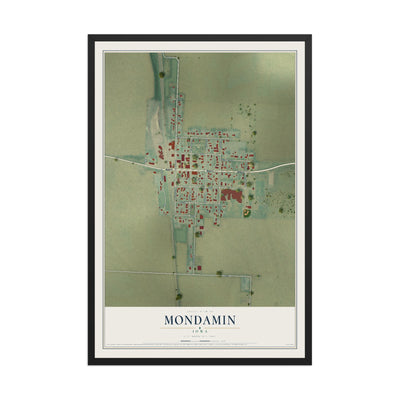 Map of Mondamin, Iowa, 12 x 18 inch print in a black wood frame