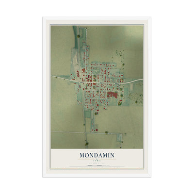 Map of Mondamin, Iowa, 12 x 18 inch print in a white wood frame