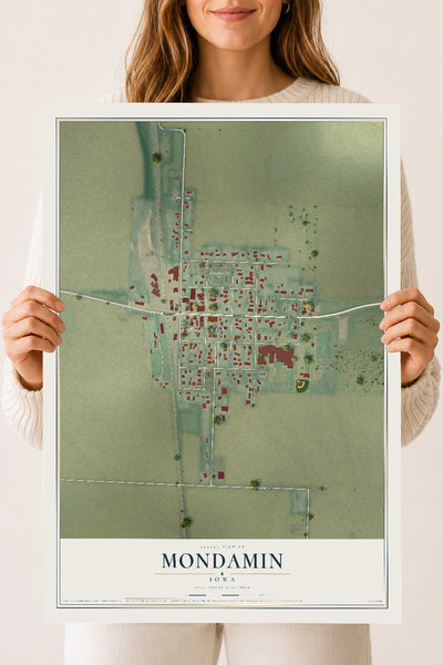 Map of Mondamin, Iowa, 18 x 24 inch unframed archival matte print
